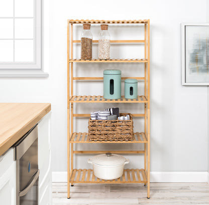 Natural 5-Tier Bamboo Bookshelf