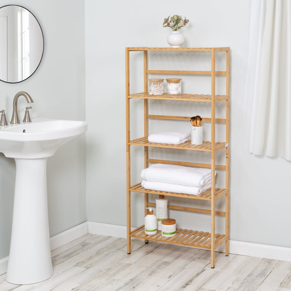 Natural 5-Tier Bamboo Bookshelf