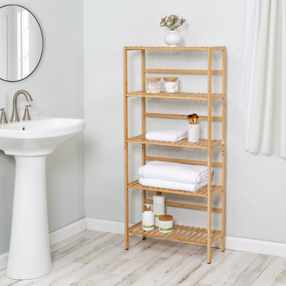 Natural 5-Tier Bamboo Bookshelf