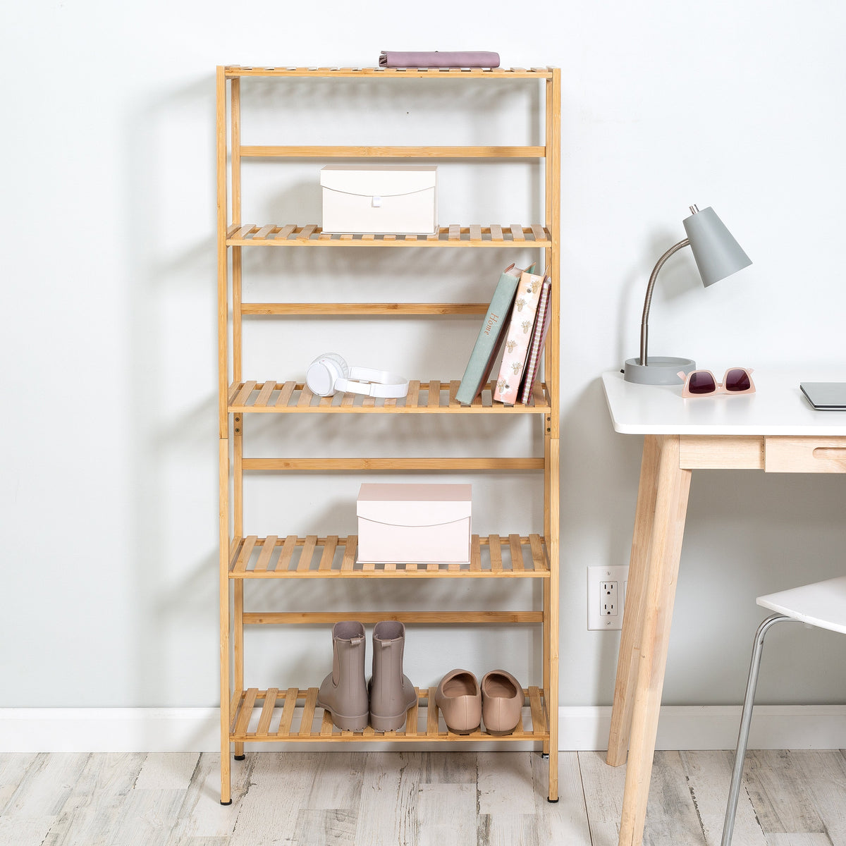 Natural 5-Tier Bamboo Bookshelf