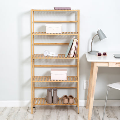 Natural 5-Tier Bamboo Bookshelf