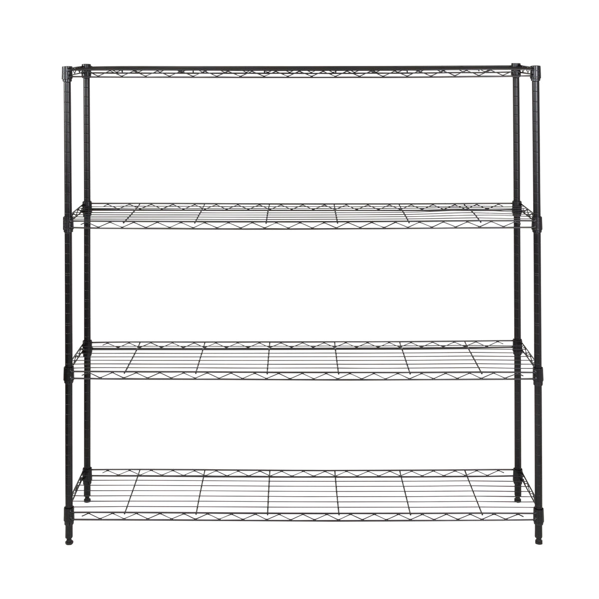Black 4-Tier Slim Profile Wide Shelving Unit