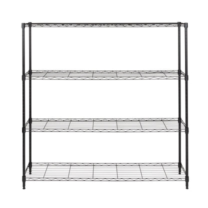 Black 4-Tier Slim Profile Wide Shelving Unit