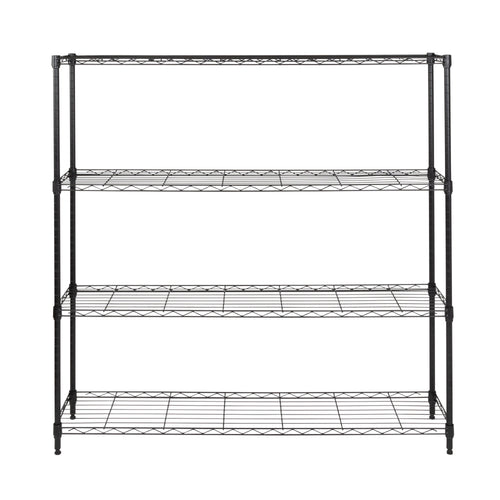 Black 4-Tier Slim Profile Wide Shelving Unit