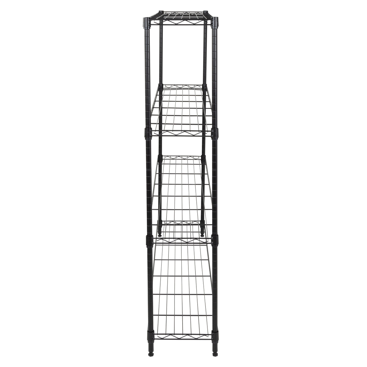 Black 4-Tier Slim Profile Wide Shelving Unit
