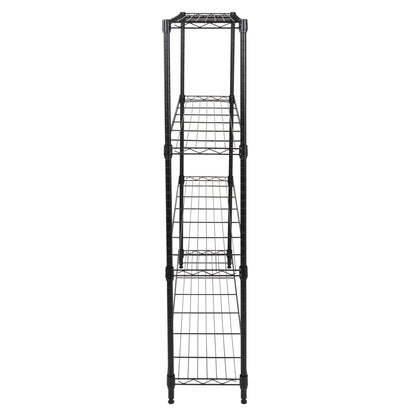 Black 4-Tier Slim Profile Wide Shelving Unit