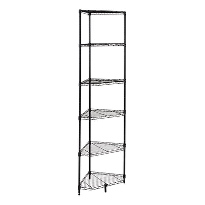 Black 6-Tier Compact Triangle Corner Shelving Unit