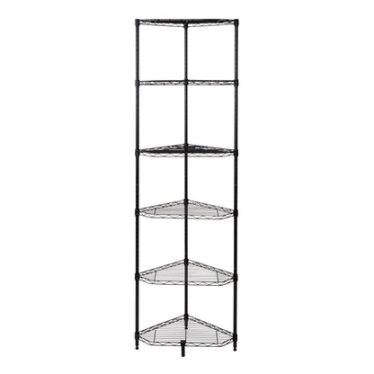 Black 6-Tier Compact Triangle Corner Shelving Unit