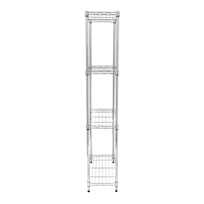 Chrome Steel 4-Tier Slim Profile Shelving Unit