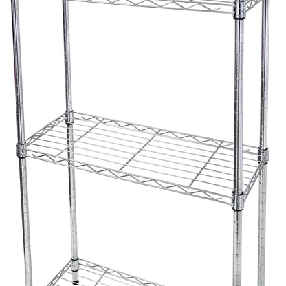 Chrome Steel 4-Tier Slim Profile Shelving Unit