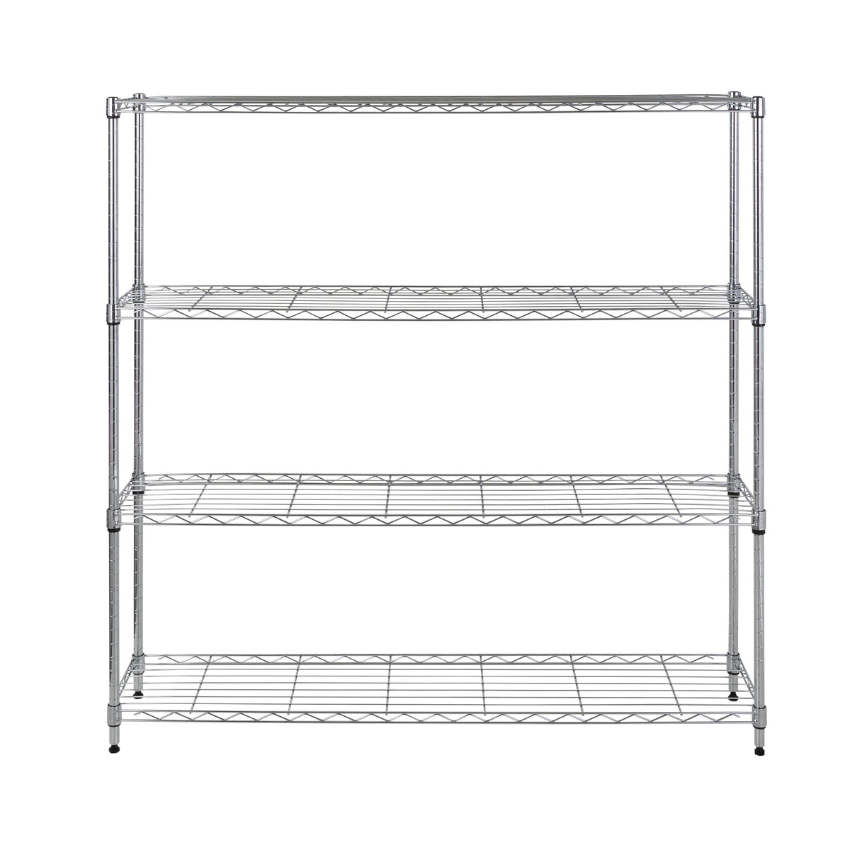 Chrome Steel 4-Tier Slim Profile Wide Shelving Unit