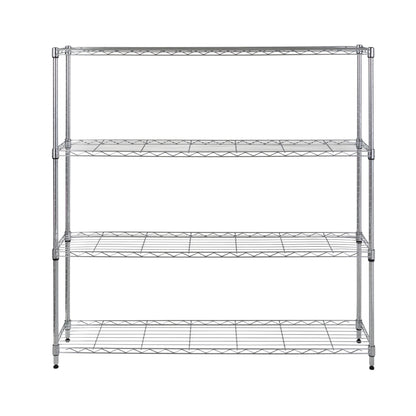 Chrome Steel 4-Tier Slim Profile Wide Shelving Unit