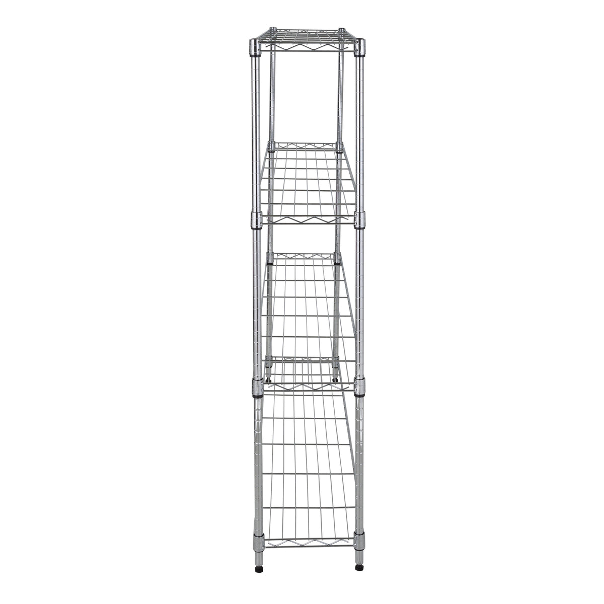 Chrome Steel 4-Tier Slim Profile Wide Shelving Unit