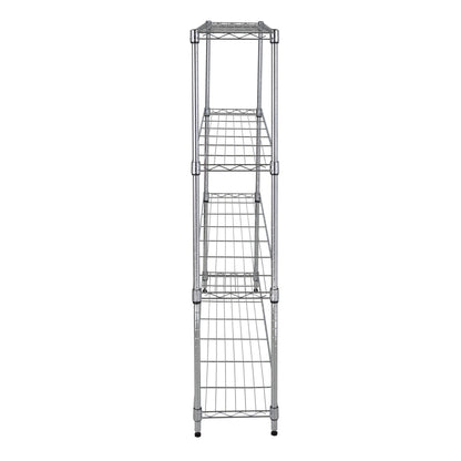 Chrome Steel 4-Tier Slim Profile Wide Shelving Unit