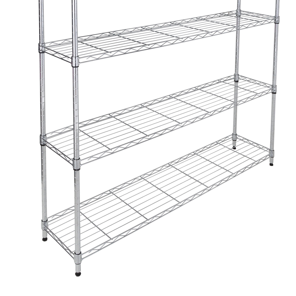Chrome Steel 4-Tier Slim Profile Wide Shelving Unit