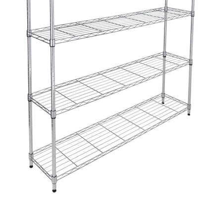 Chrome Steel 4-Tier Slim Profile Wide Shelving Unit