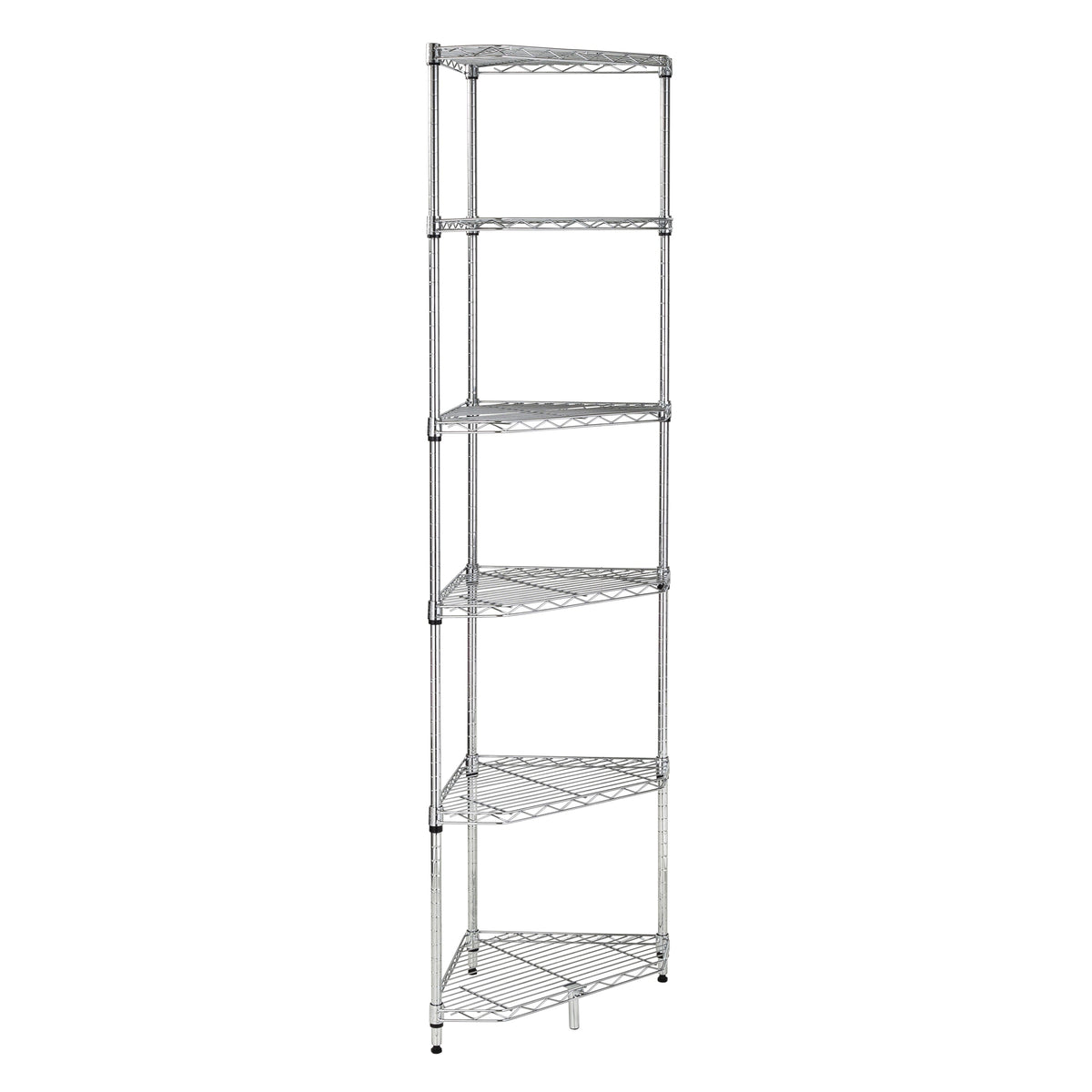 Chrome Steel 6-Tier Compact Corner Shelving Unit