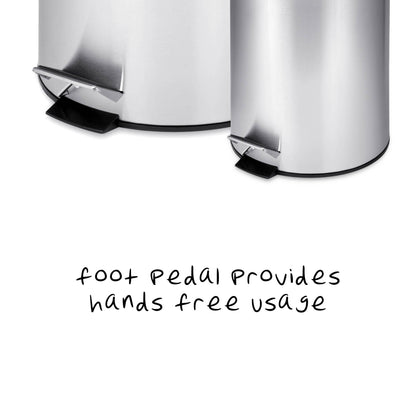 Silver Stainless Steel 30L and 3L Step Trash Cans (Set of 2)