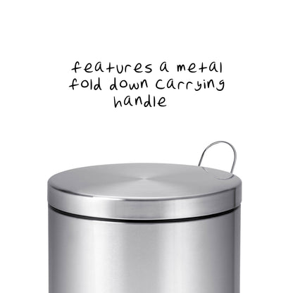 Silver Stainless Steel 30L and 3L Step Trash Cans (Set of 2)
