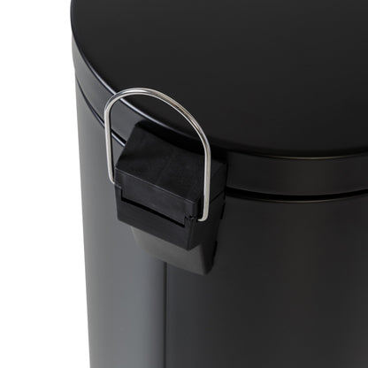 Matte Black 30L Round Step Trash Can