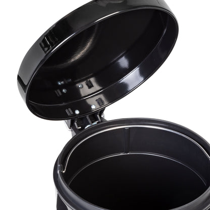 Black Steel 12L Round Step Trash Can