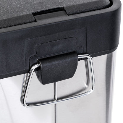 Silver/Black 8L Stainless Steel Rectangular Step Trash Can