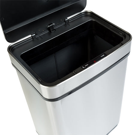 Silver 50L Stainless Steel Trash Can with Motion Sensor and Soft Close