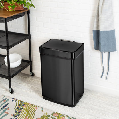 Black 50L Stainless Steel Trash Can with Motion Sensor and Soft Close