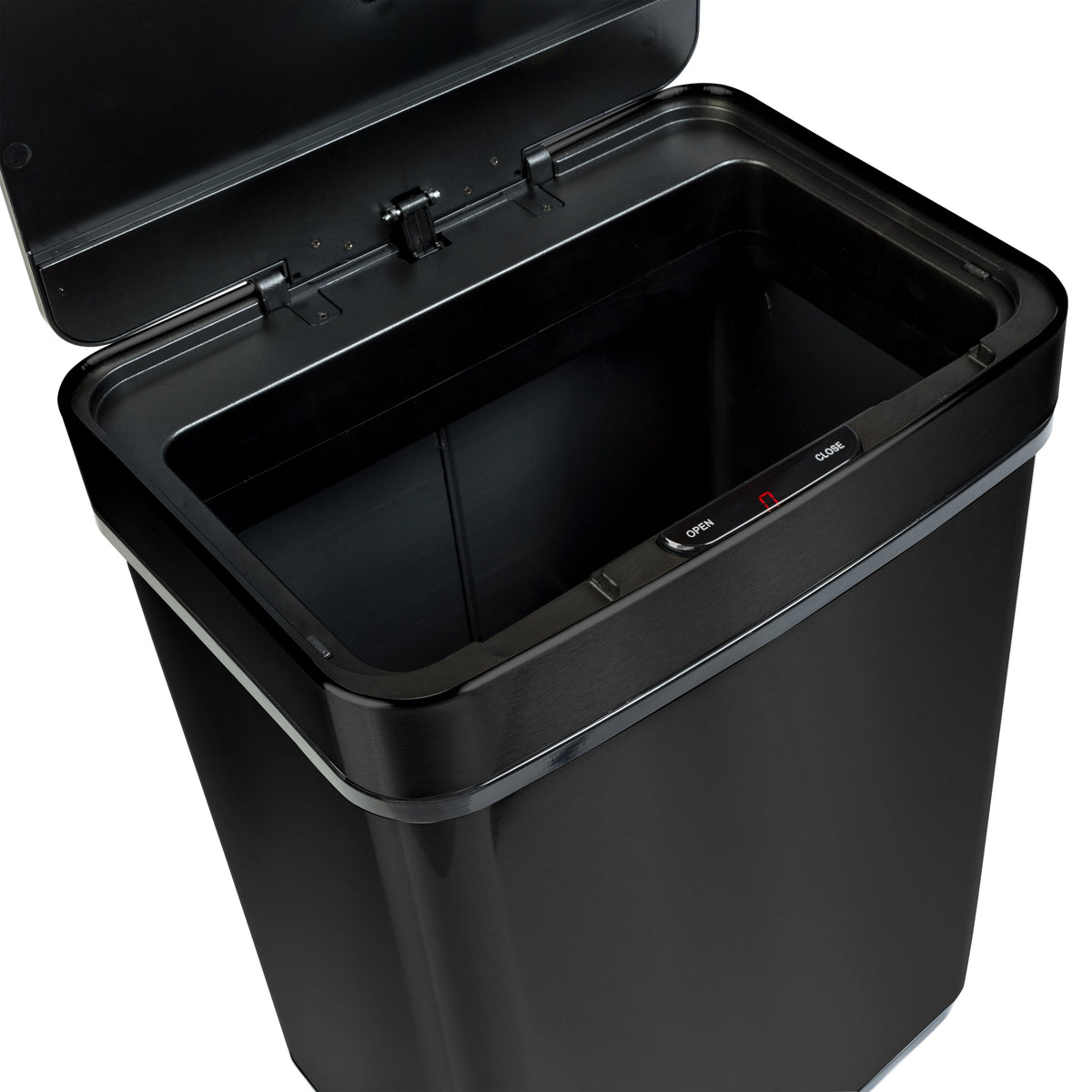 Black 50L Stainless Steel Trash Can with Motion Sensor and Soft Close
