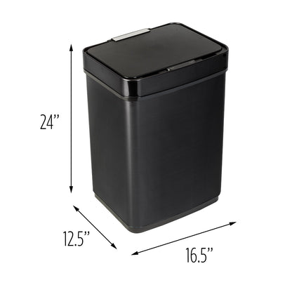 Black 50L Stainless Steel Trash Can with Motion Sensor and Soft Close