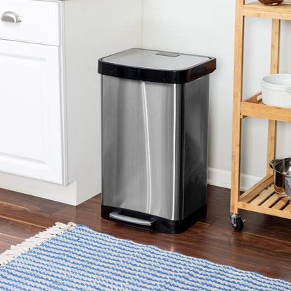 Silver 50L Stainless Steel Large Soft-Close Step Trash Can