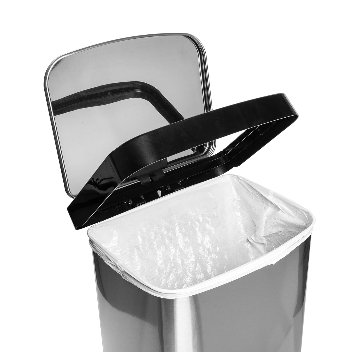 Silver 50L Stainless Steel Large Soft-Close Step Trash Can