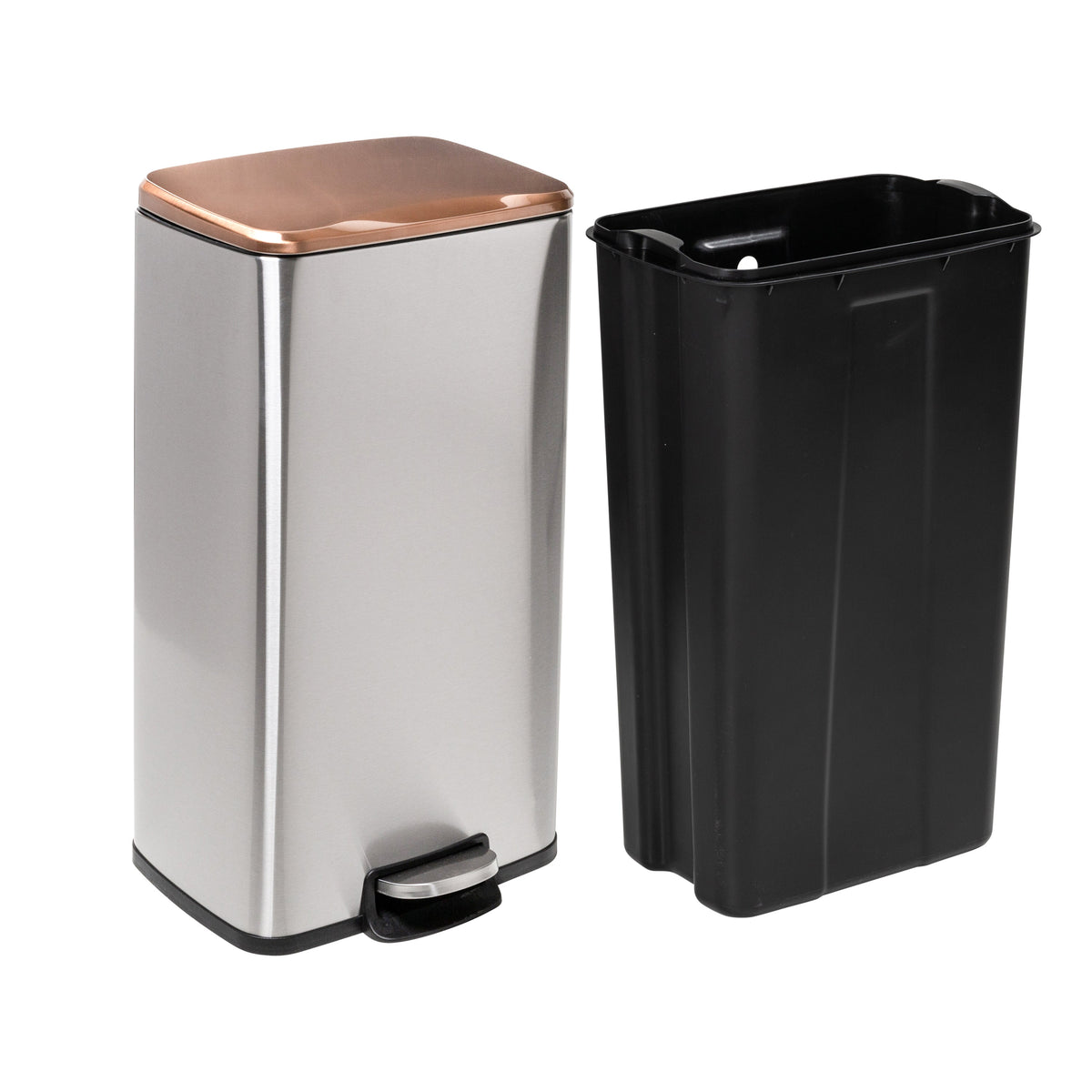 Rose Gold 30L and 5L Stainless Steel Step Trash Cans (Set of 2)