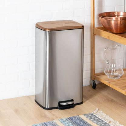 Rose Gold 30L and 5L Stainless Steel Step Trash Cans (Set of 2)