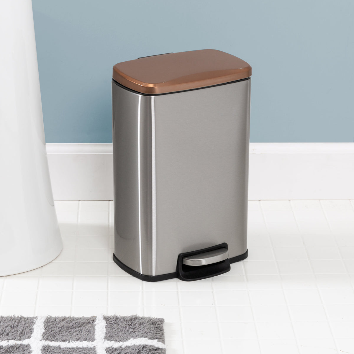 Rose Gold 30L and 5L Stainless Steel Step Trash Cans (Set of 2)