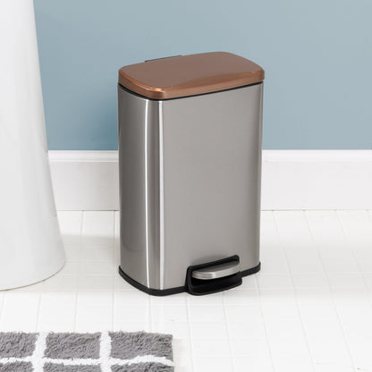 Rose Gold 30L and 5L Stainless Steel Step Trash Cans (Set of 2)