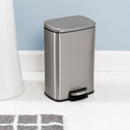 Silver 30L and 5L Stainless Steel Step Trash Cans (Set of 2)