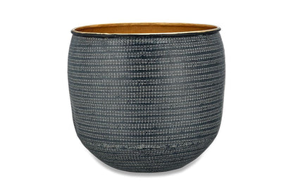 Nkuku Tembesi Etched Planter – Antique Black & Brass