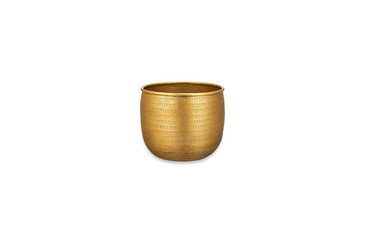 Nkuku Tembesi Etched Planter – Antique Brass