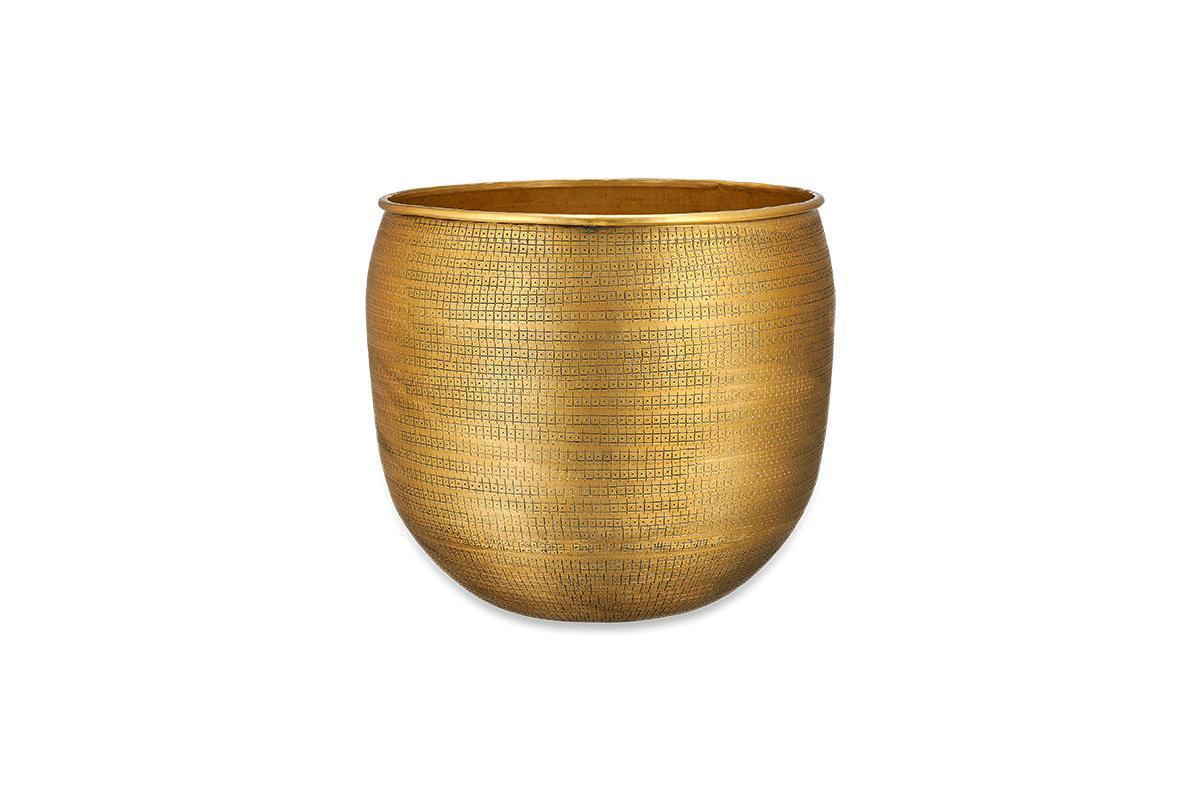Nkuku Tembesi Etched Planter – Antique Brass