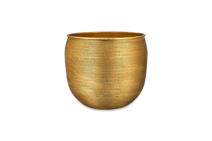 Nkuku Tembesi Etched Planter – Antique Brass
