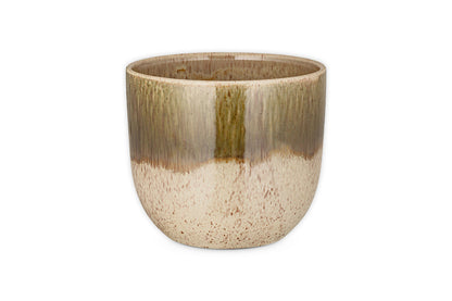 Nkuku Almeida Reactive Glaze Plant Pot – Olive & Natural