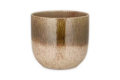 Nkuku Almeida Reactive Glaze Plant Pot – Olive & Natural
