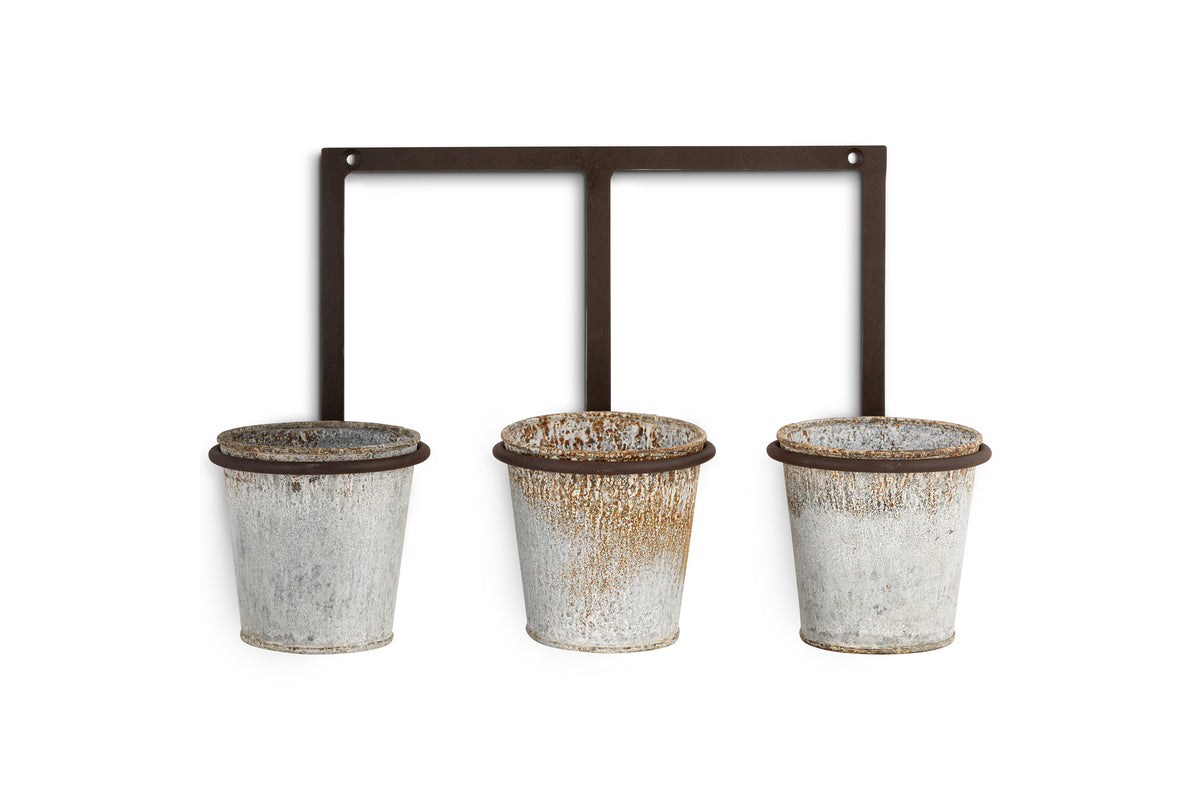 Nkuku Tukana Triple Wall Hung Planter – Zinc