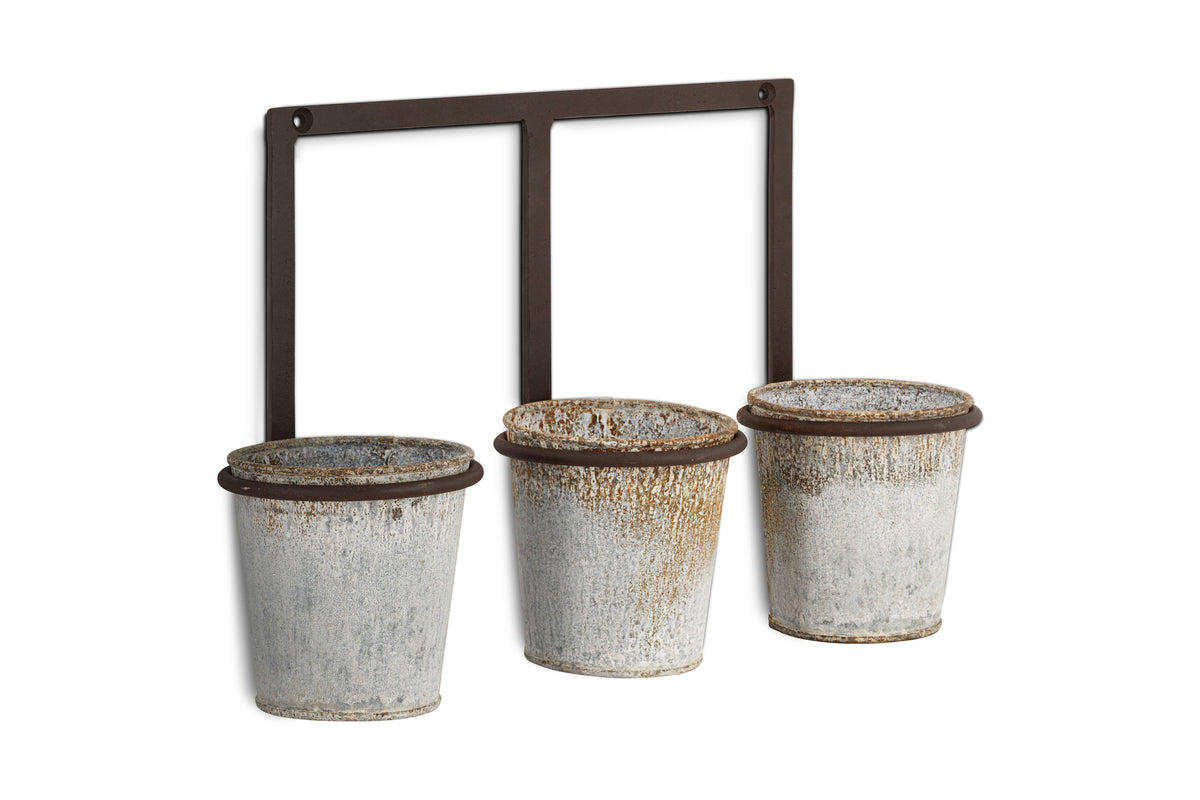 Nkuku Tukana Triple Wall Hung Planter – Zinc