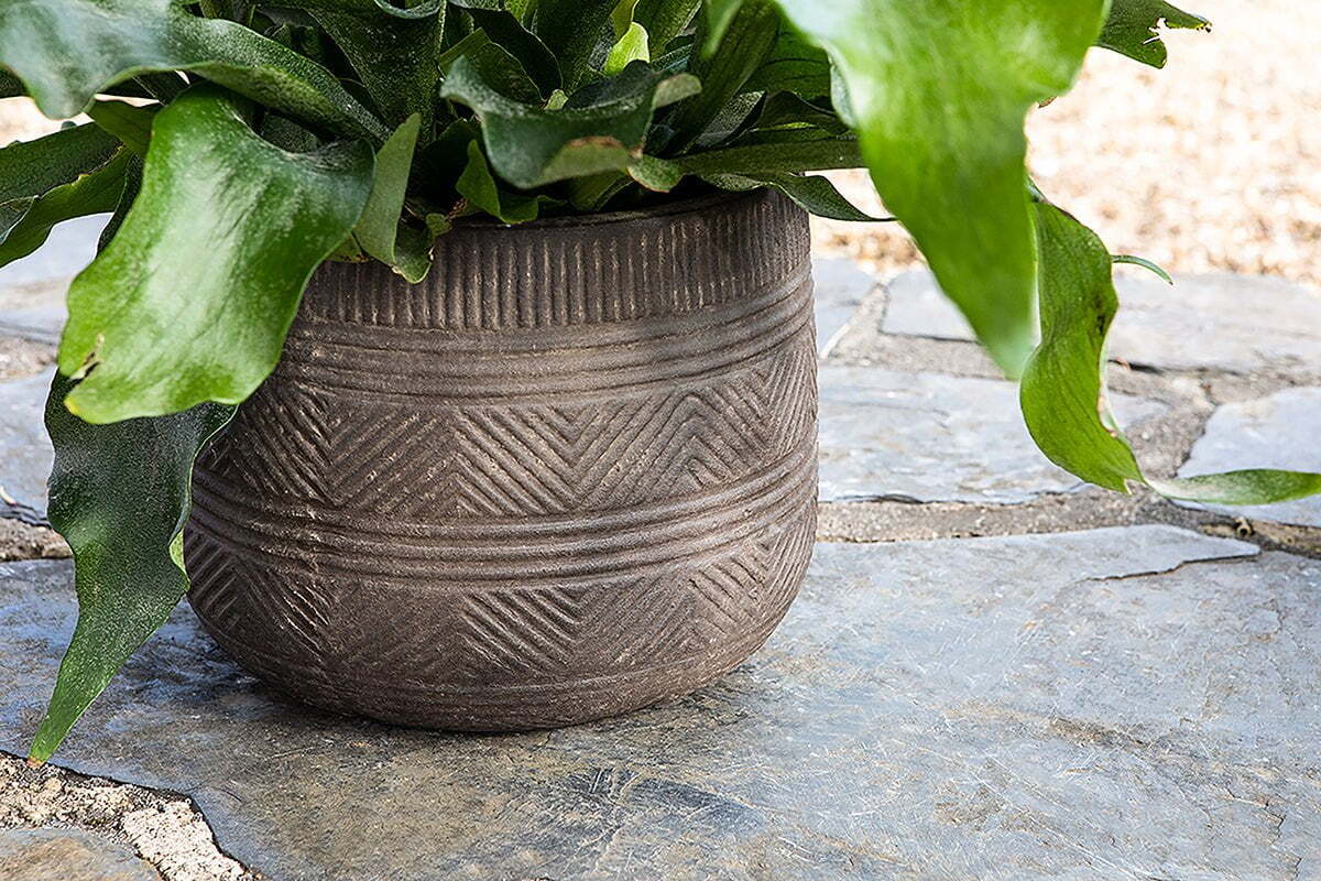 Nkuku Zadie Etched Ceramic Planters – Grey – (Set of 2)