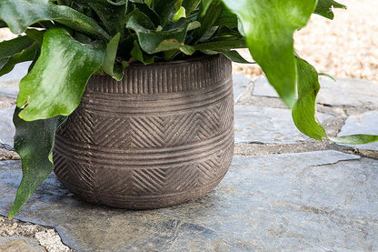 Nkuku Zadie Etched Ceramic Planters – Grey – (Set of 2)