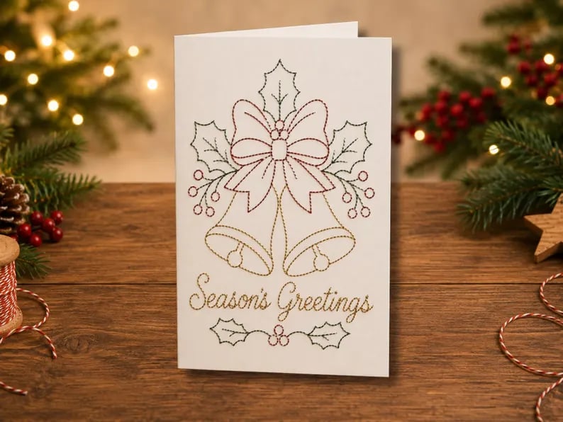 🌲 🪡 Christmas Hand Embroidery Card DIY Kit | Stitch Your Way Into the Christmas Spirit ✨ 🎁