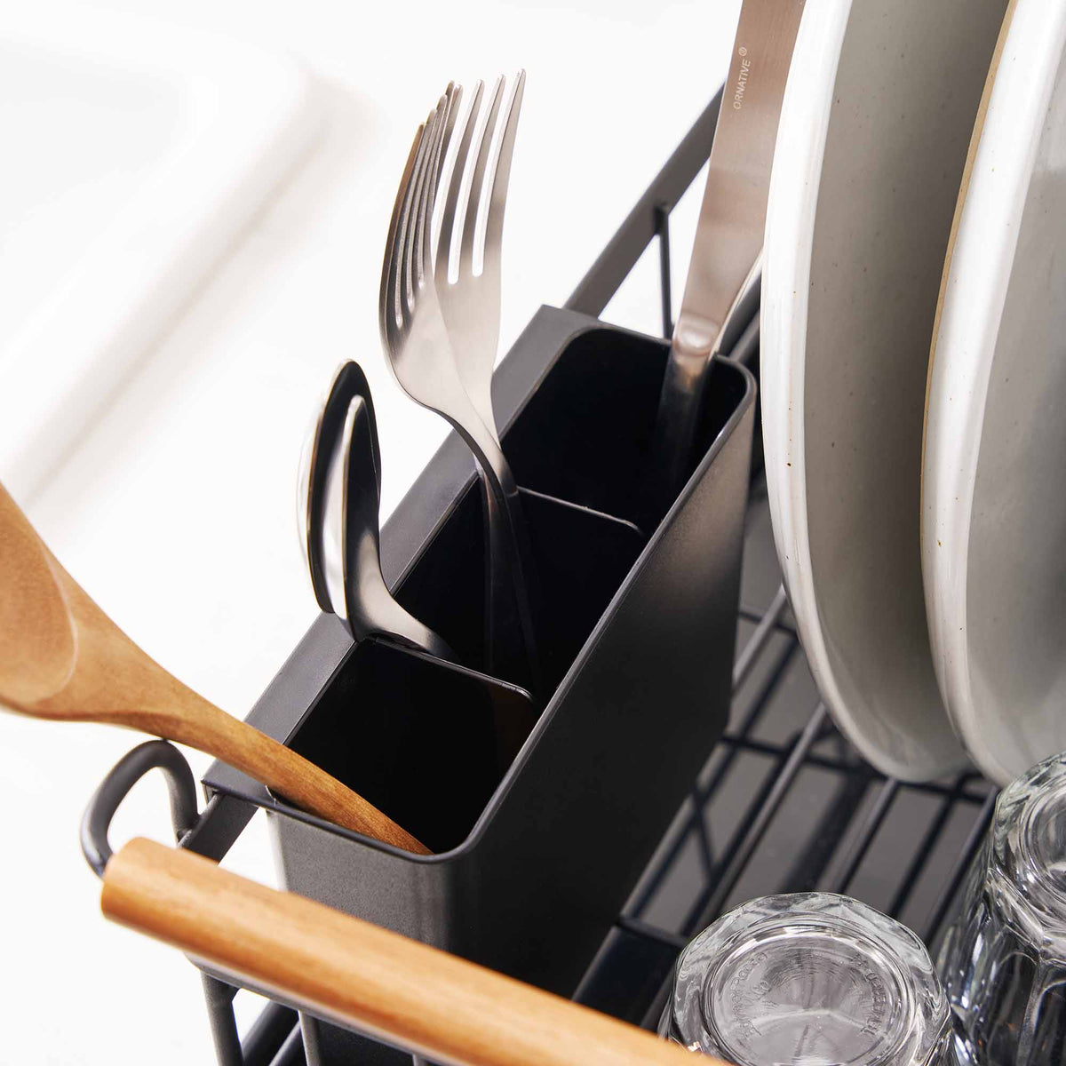 Dish Rack - Steel + Wood