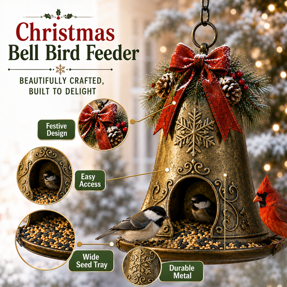 🎄 Christmas Bird Feeder  – Festive Hanging Garden Feeders for Wild Birds